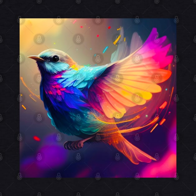 Colorful bird flapping wings by baksuart